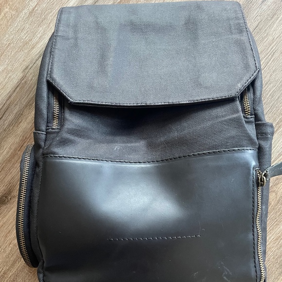 Atlas Supply Co Brooklyn Canvas Leather Backpack 15” Laptop Camera main image 5